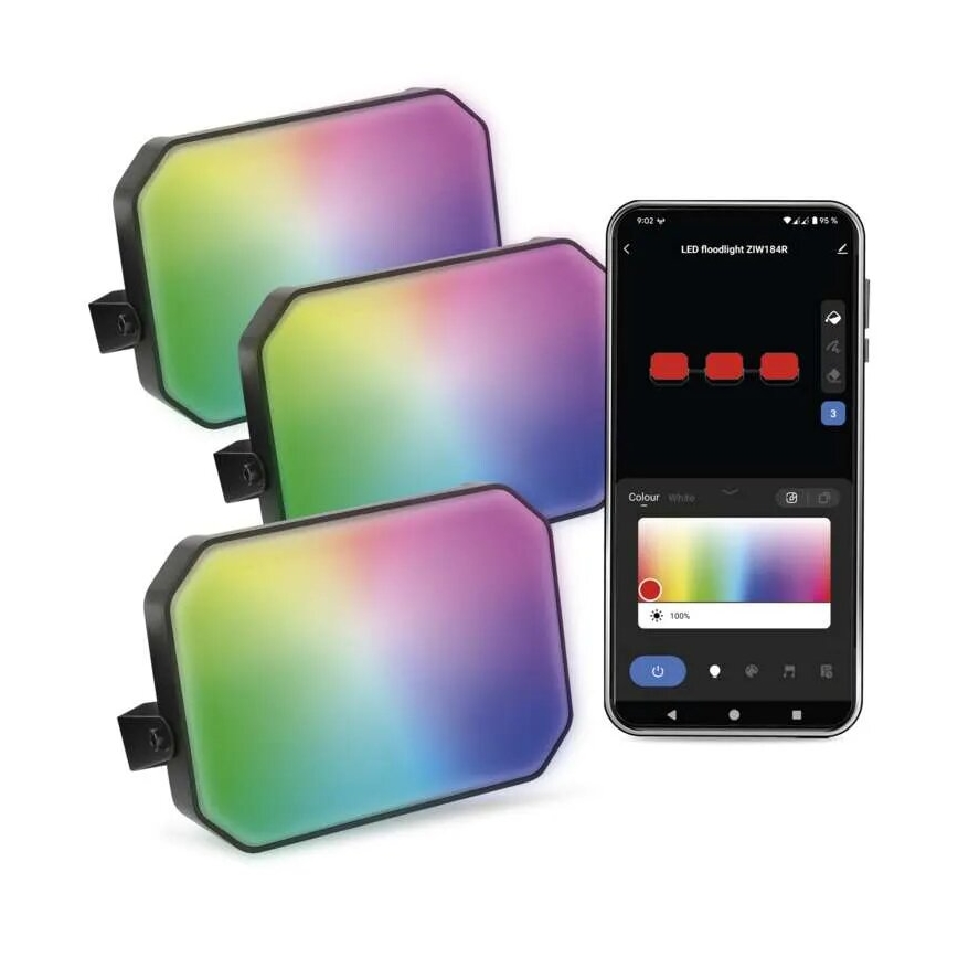 SET 3x LED RGBIC Prigušivi vanjski reflektor GoSmart LED/14W/230V 3000-6500K IP65 Wi-Fi Tuya