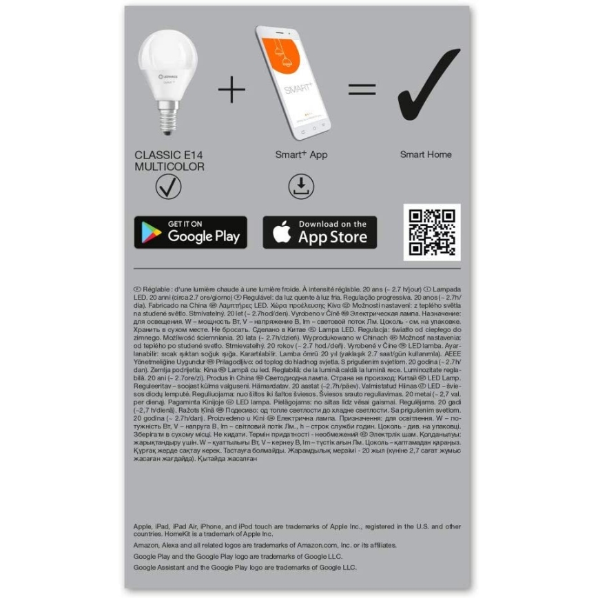 SET 3x LED RGBW Prigušiva žarulja SMART+ E14/5W/230V 2700K-6500K Wi-Fi - Ledvance