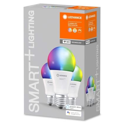 SET 3x LED RGBW Prigušiva žarulja SMART+ E27/9,5W/230V 2700K-6500K Wi-Fi - Ledvance