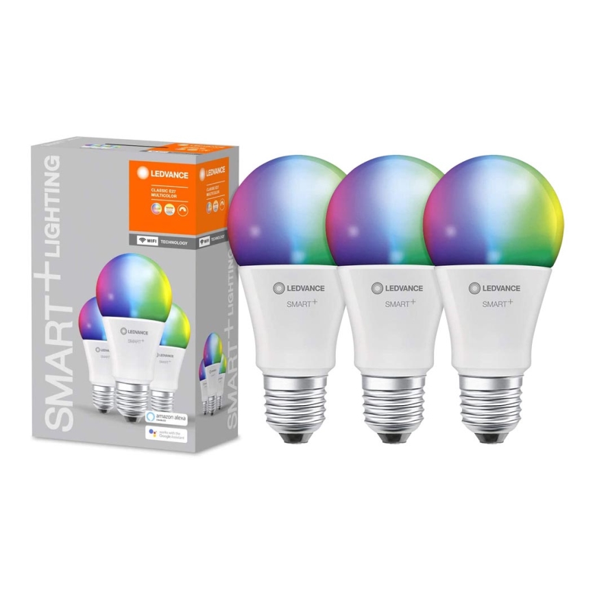 SET 3x LED RGBW Prigušiva žarulja SMART+ E27/9,5W/230V 2700K-6500K Wi-Fi - Ledvance