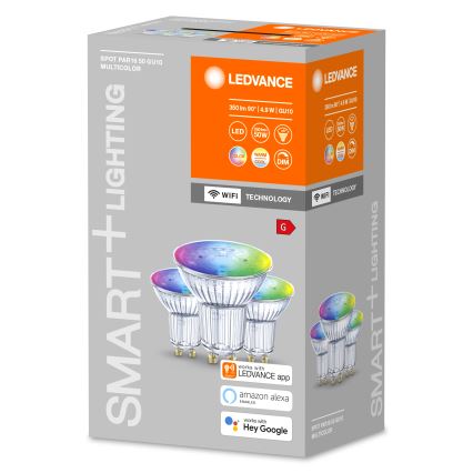 SET 3x LED RGBW Prigušiva žarulja SMART+ GU10/4,9W/230V 2700K-6500K Wi-Fi - Ledvance