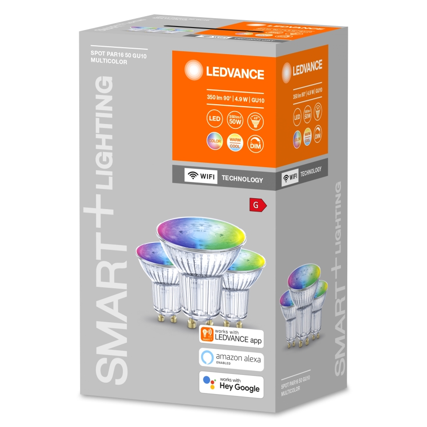 SET 3x LED RGBW Prigušiva žarulja SMART+ GU10/4,9W/230V 2700K-6500K Wi-Fi - Ledvance