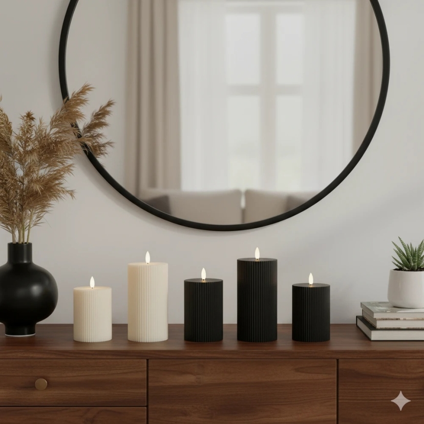 Set 3x LED svijeća BRILLO LED/2xAA crna + daljinski upravljač