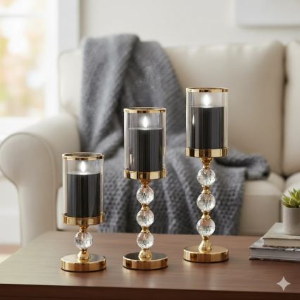 Set 3x LED svijeća BRILLO LED/2xAA crna + daljinski upravljač