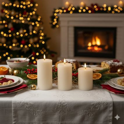 SET 3x LED svijeća BRILLO LED/3xAAA krem boje + daljinski upravljač