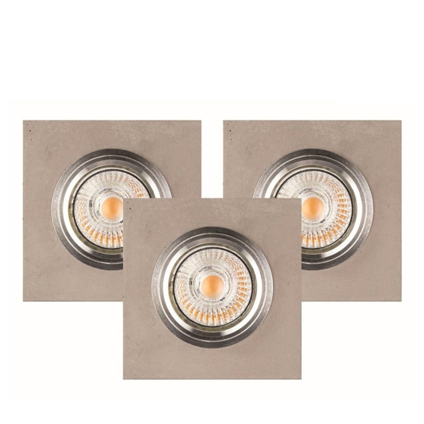 SET 3x LED Ugradbena svjetiljka VITAR 1xGU10/5W/230V CRI 90 beton – FSC certificirano