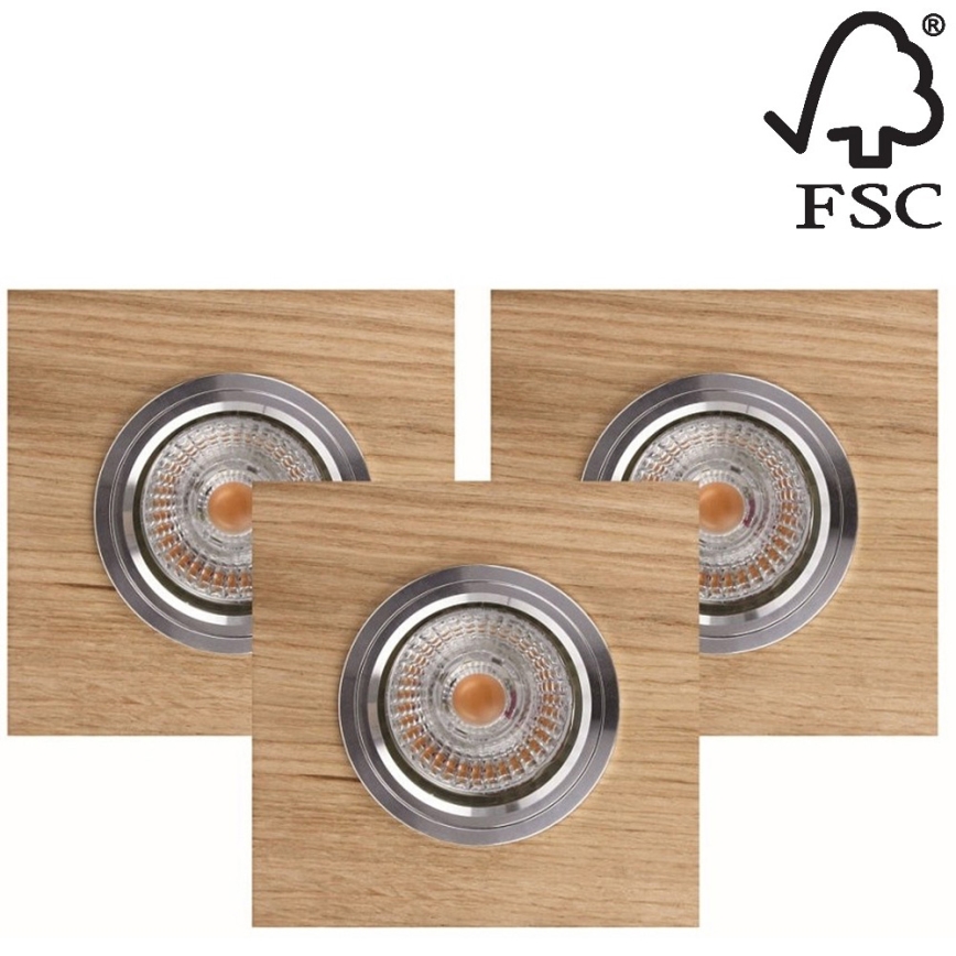 SET 3x LED Ugradbena svjetiljka VITAR 1xGU10/5W/230V CRI 90 hrast – FSC certificirano