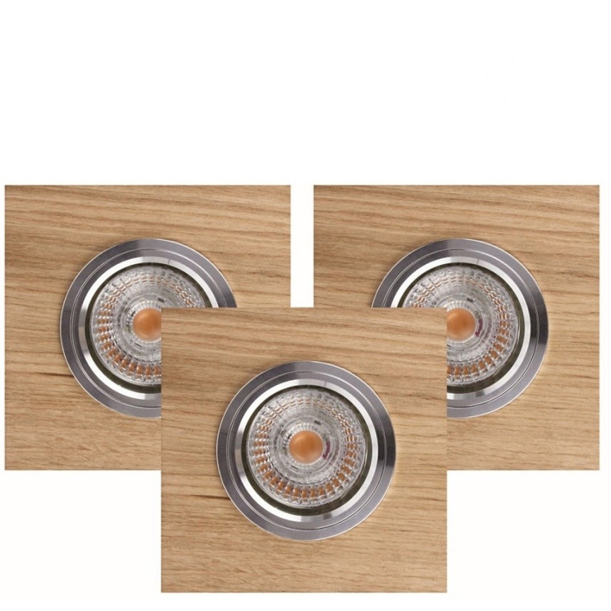 SET 3x LED Ugradbena svjetiljka VITAR 1xGU10/5W/230V CRI 90 hrast