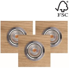 SET 3x LED Ugradbena svjetiljka VITAR 1xGU10/5W/230V hrast – FSC certificirano