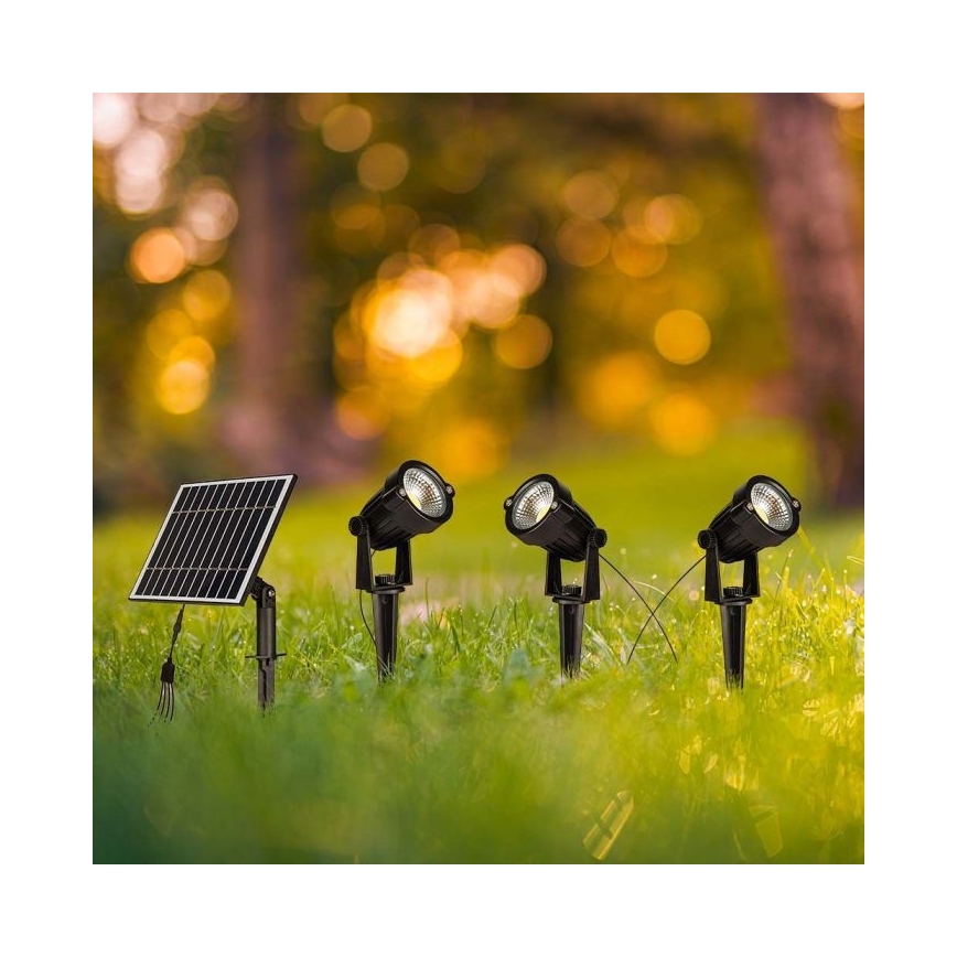 SET 3x LED Vanjska solarna lampa 3xLED/1,2W/3,7V IP65 3000K 4000 mAh