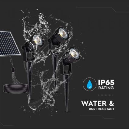 SET 3x LED Vanjska solarna lampa 3xLED/1,2W/3,7V IP65 3000K 4000 mAh