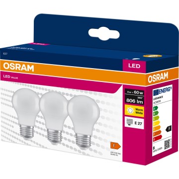 Set 3x LED žarulja A60 E27/8W/230V 3000K - Osram