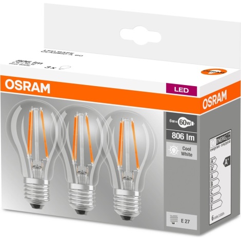 SET 3x LED žarulja BASE VINTAGE E27/6,5W/230V 4000K – Osram