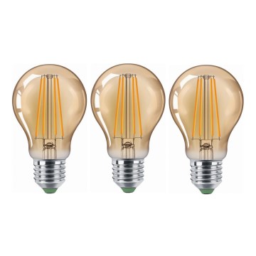 SET 3x LED Žarulja CLASIC AMBER A60 E27/9W/230V 2200K - Brilagi