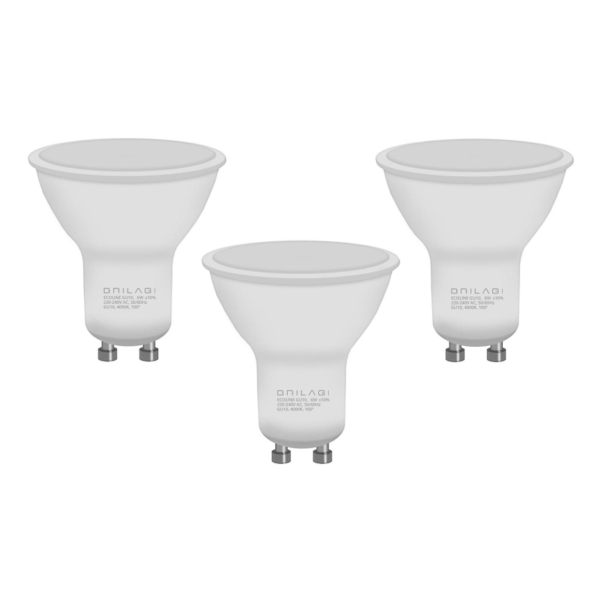 SET 3x LED Žarulja ECOLINE GU10/6W/230V 4000K - Brilagi