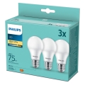 SET 3x LED Žarulja Philips A60 E27/10W/230V 2700K