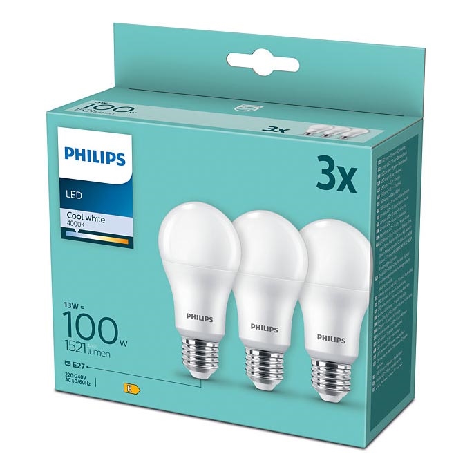 SET 3x LED Žarulja Philips A60 E27/13W/230V 4000K