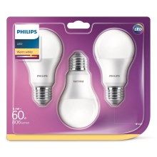 SET 3x LED žarulja Philips A60 E27/8,5W/230V 2700K