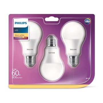 SET 3x LED žarulja Philips A60 E27/8,5W/230V 2700K