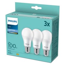 SET 3x LED Žarulja Philips A67 E27/13W/230V 6500K