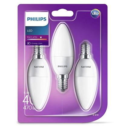 SET 3x LED Žarulja Philips B35 E14/5,5W/230V