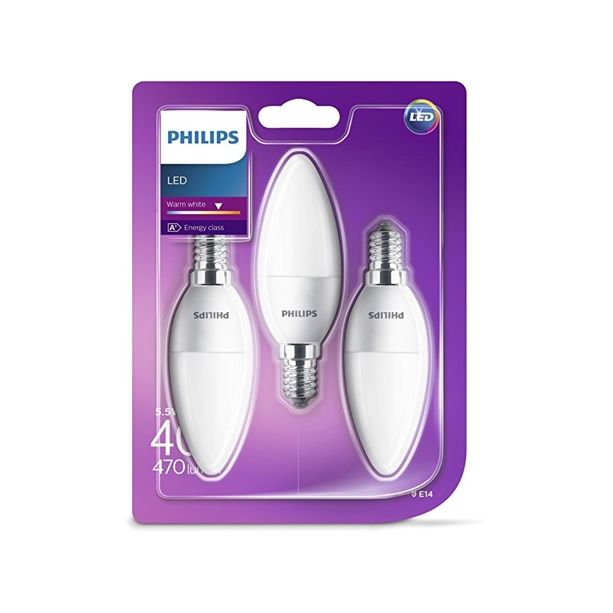 SET 3x LED Žarulja Philips B35 E14/5,5W/230V