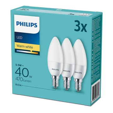 Set 3x LED Žarulja Philips E14/5,5W/230V 2700K