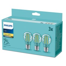 SET 3x LED Žarulja Philips E27/8,5W/230V 2700K