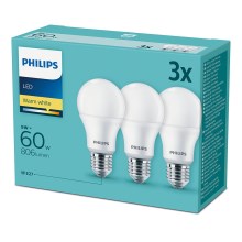 Set 3x LED Žarulja Philips E27/9W/230V 2700K