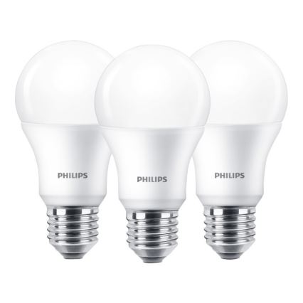 Set 3x LED Žarulja Philips E27/9W/230V 2700K