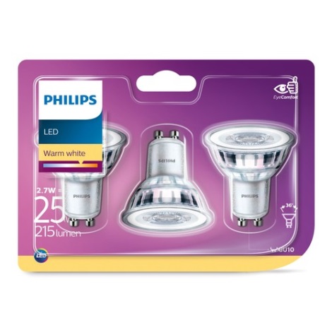 SET 3x LED Žarulja Philips GU10/2,7W/230V 2700K