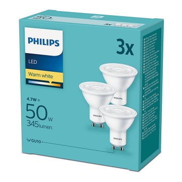 SET 3x LED Žarulja Philips GU10/4,7W/230V 2700K