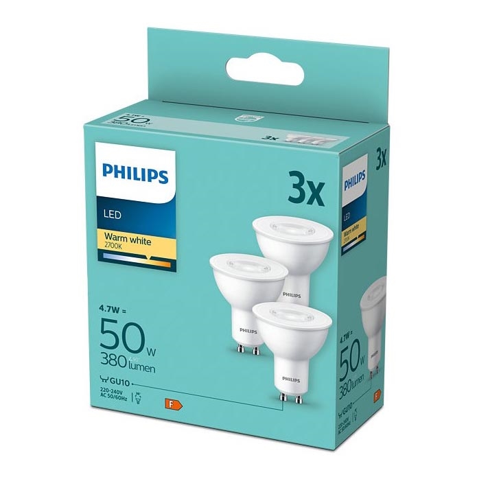 SET 3x LED Žarulja Philips GU10/4,7W/230V 2700K