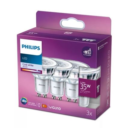 SET 3x LED Žarulja Philips PAR16 GU10/3,5W/230V 4000K