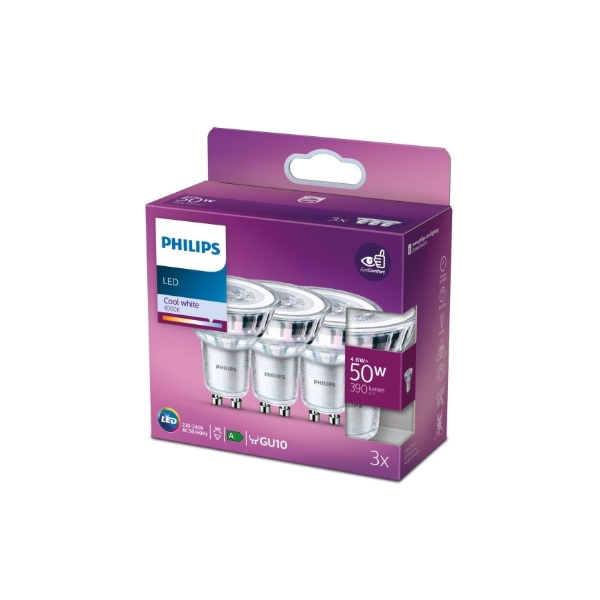 SET 3x LED Žarulja Philips PAR16 GU10/4,6W/230V 4000K