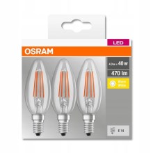 SET 3x LED Žarulja VINTAGE B40 E14/4W/230V 2700K - Osram