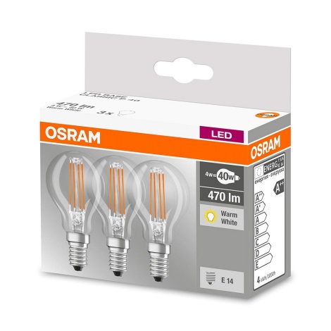 SET 3x LED Žarulja VINTAGE P40 E14/4W/230V 2700K - Osram