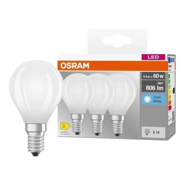 SET 3x LED žarulje BASE CLASSIC FILAMENT E14/5,9 W/230 V 4000 K - Osram