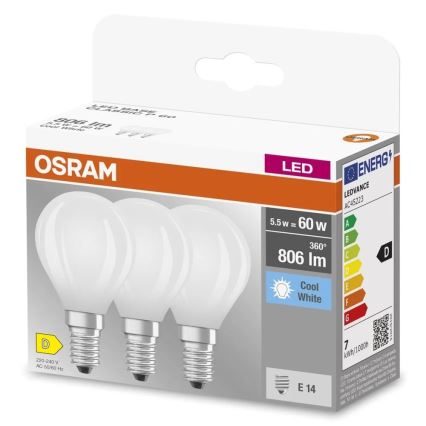 SET 3x LED žarulje BASE CLASSIC FILAMENT E14/5,9 W/230 V 4000 K - Osram