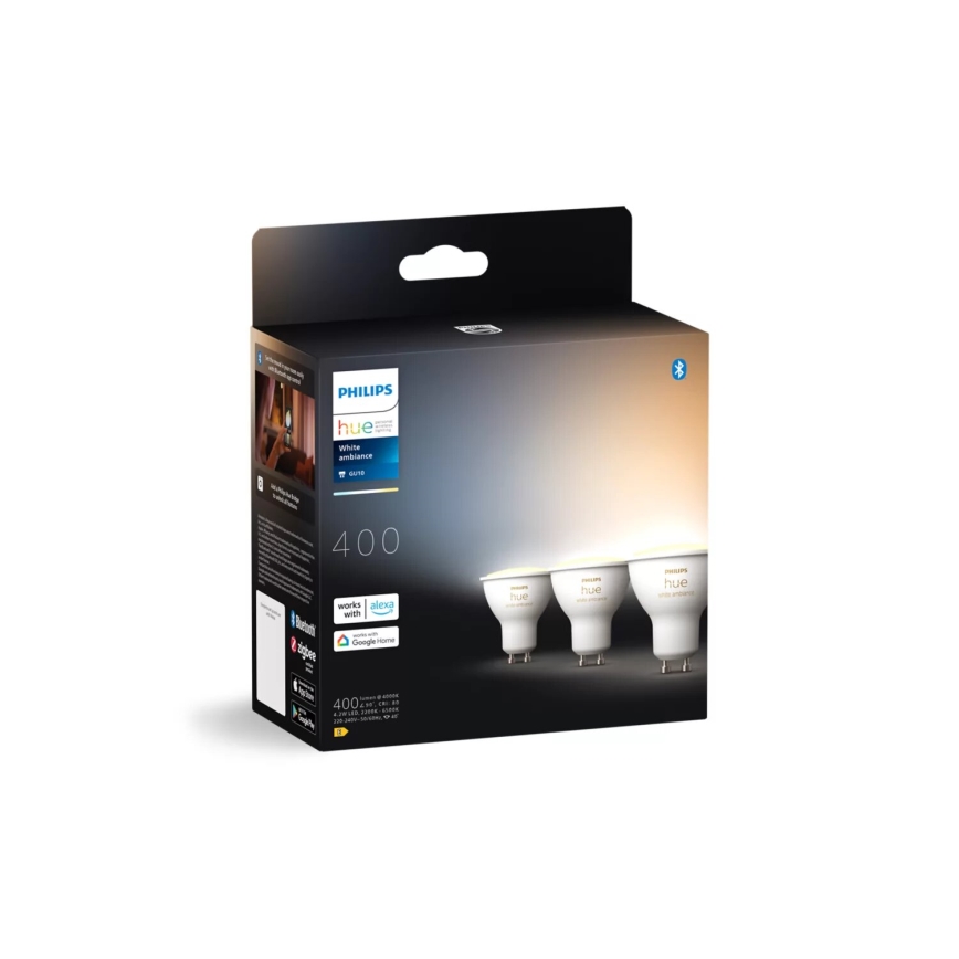 SET 3x LED prigušivača Philips Hue WHITE AMBIANCE GU10/4,2W/230V 2200-6500K