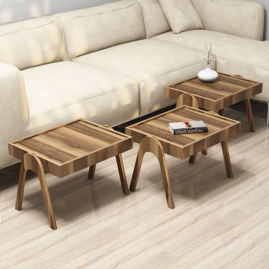 SET 3x Pomoćni stolić 41x53,6 cm ROMA smeđa