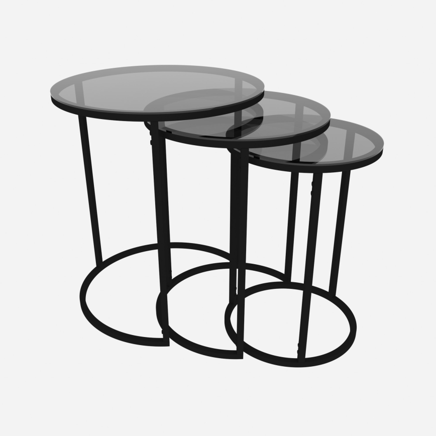 SET 3x Pomoćni stolić ALYA pr. 34/42/50 cm crna