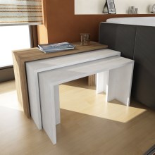 SET 3x Pomoćni stolić CANGO bijela/smeđa