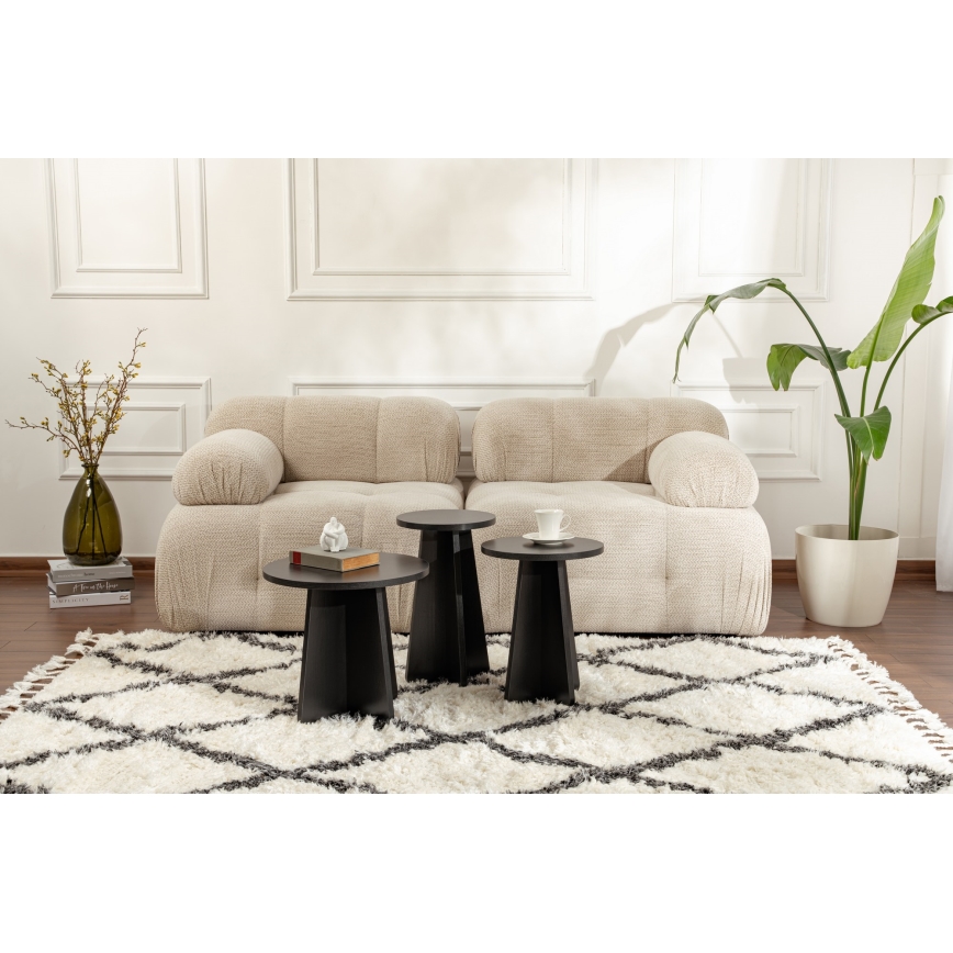 SET 3x Pomoćni stolić LUME pr. 28/33/43 cm crna