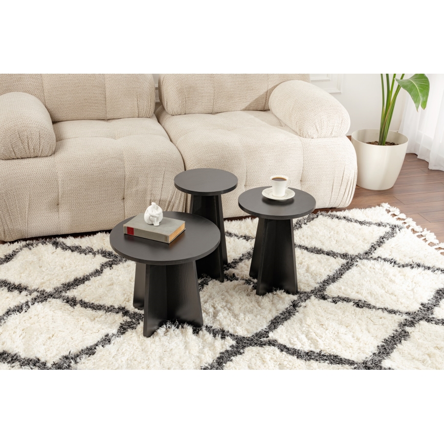 SET 3x Pomoćni stolić LUME pr. 28/33/43 cm crna