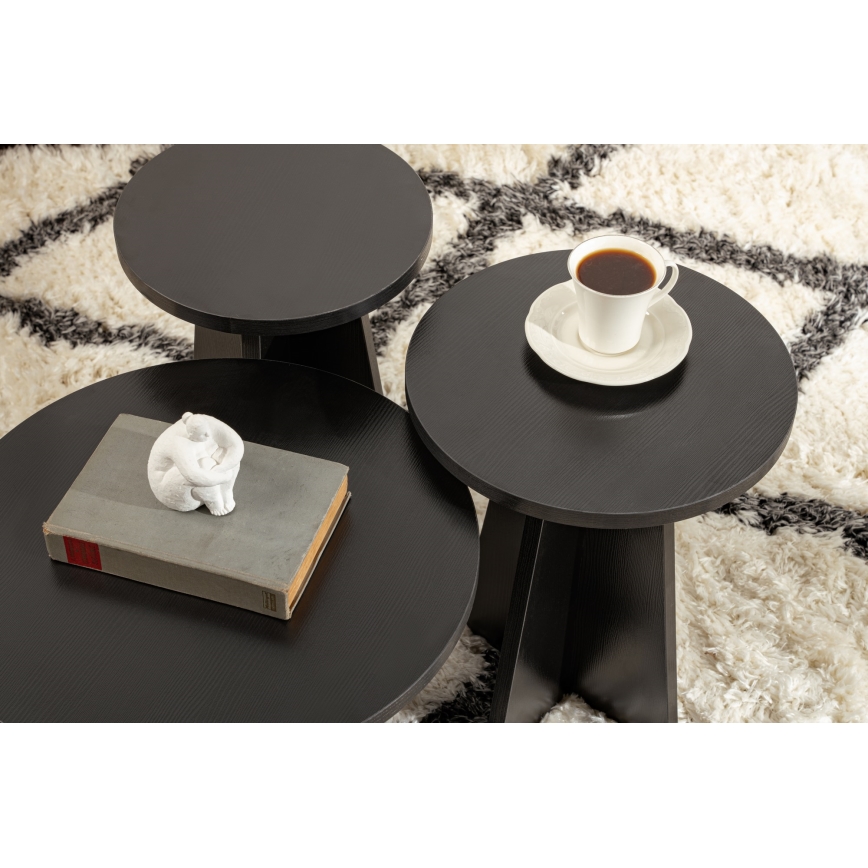 SET 3x Pomoćni stolić LUME pr. 28/33/43 cm crna