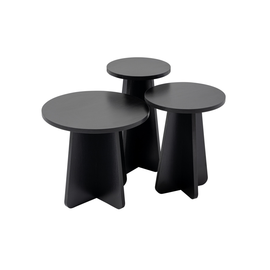 SET 3x Pomoćni stolić LUME pr. 28/33/43 cm crna