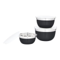 SET 3x Posuda s poklopom crna/nerđajući čelik