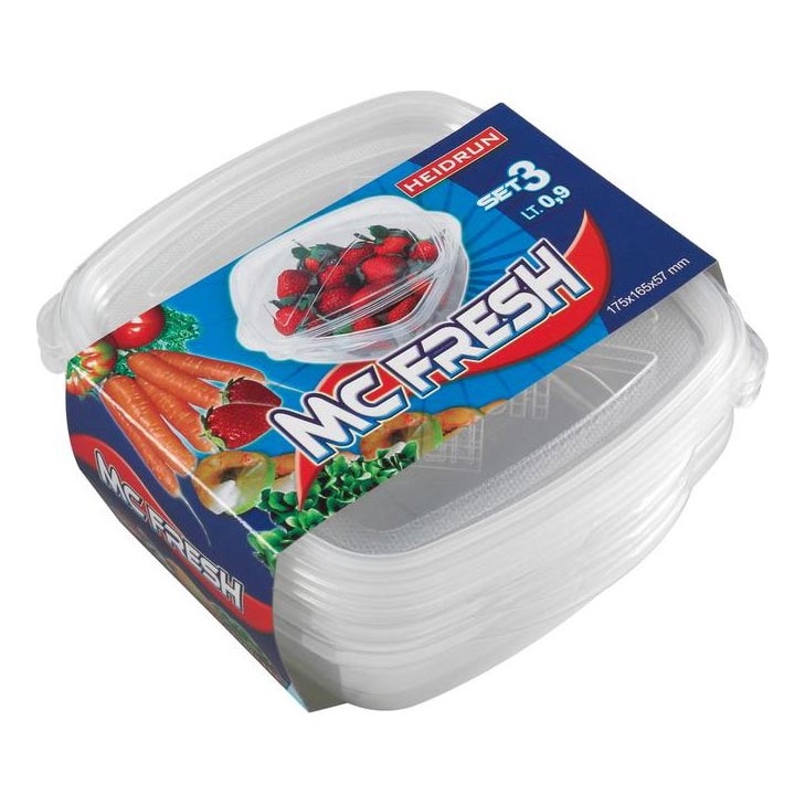 SET 3x Posuda za hranu 0,9 l prozirna