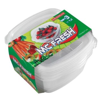 SET 3x Posuda za namirnice 1,2 l prozirna